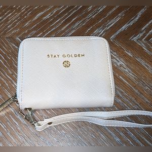 Ladies Simply Southern Stay Golden Wristlet Cream Color w/Gold Accents 4.75x4”
